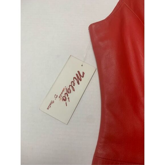 Red 100% Genuine Leather Vintage dress - Picture 2 of 8